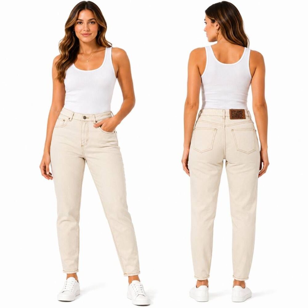 Reclaimed Vintage Cream Mom Jeans Women's US 2 EU 34